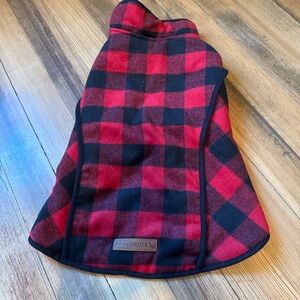 Eddie Bauer Dog Coat Red Black Buffalo Plaid Fleece Warm Pet Jacket